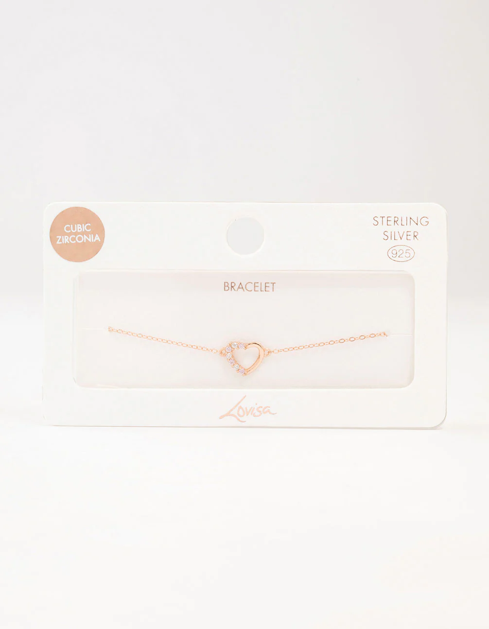 Rose Gold Plated Sterling Silver Cubic Zirconia Heart Bracelet - Image 3