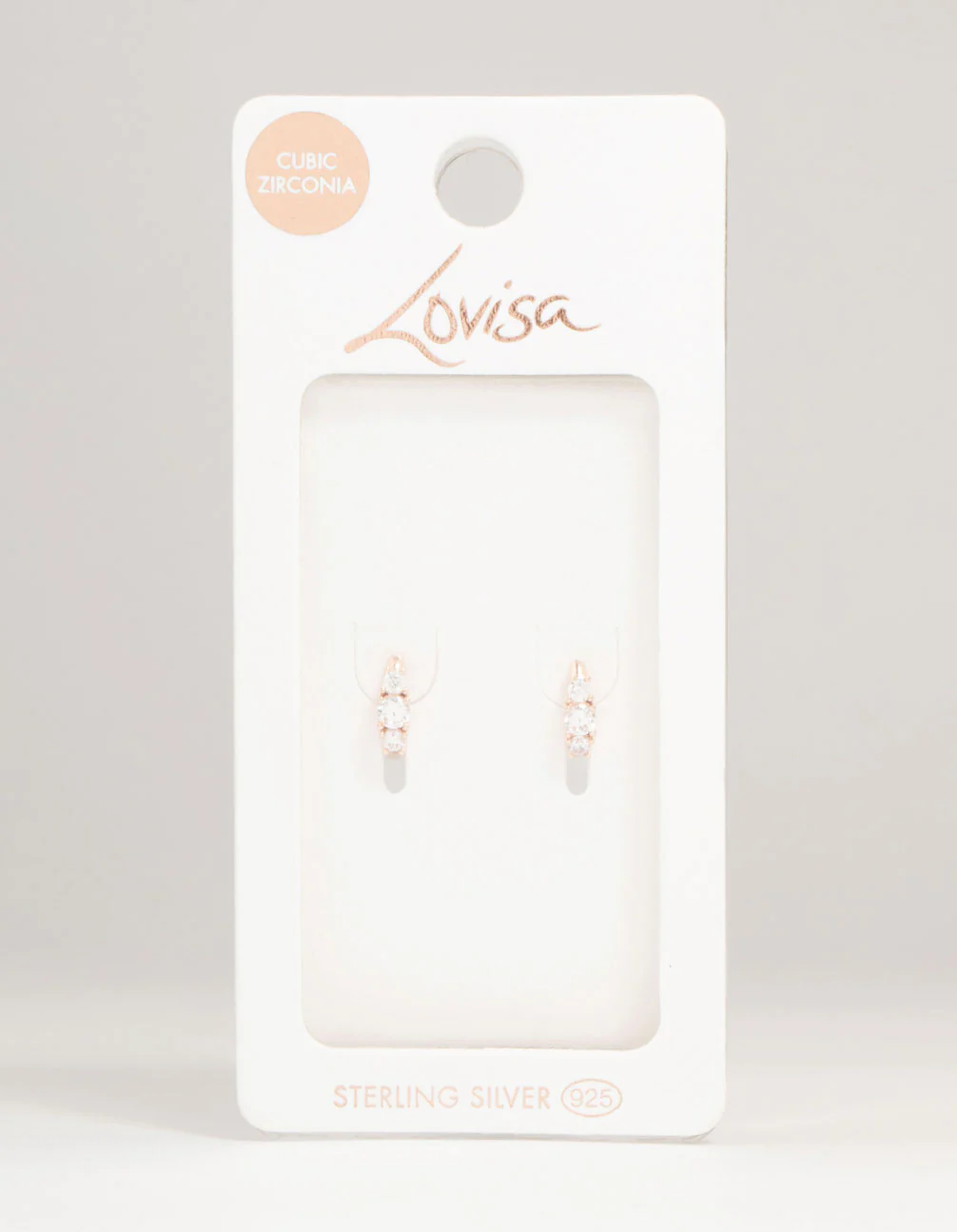 Rose Gold Plated Sterling Silver Cubic Zirconia Round Huggie Earrings - Image 5