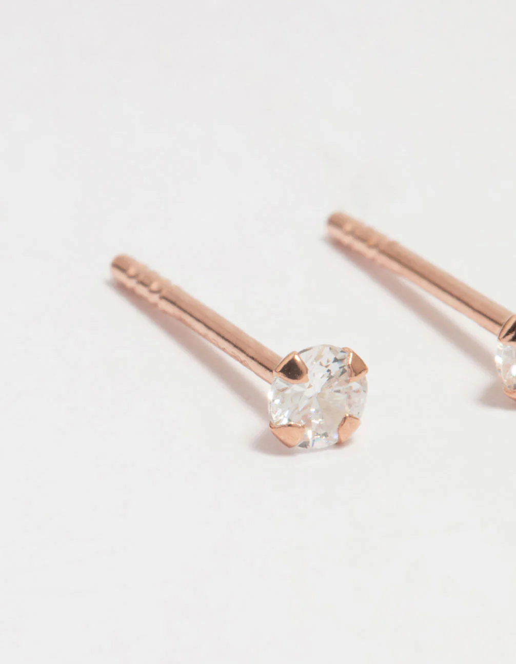 Rose Gold Plated Sterling Silver Cubic Zirconia Small Stud Earrings - Image 4