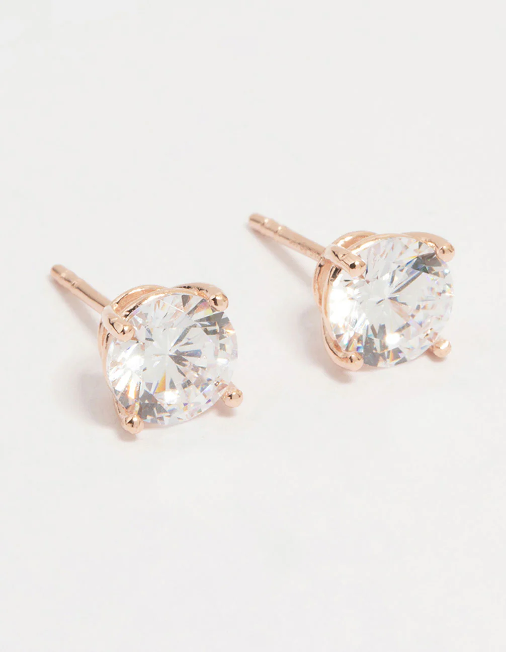 Rose Gold Plated Sterling Silver Cubic Zirconia Stud Earrings