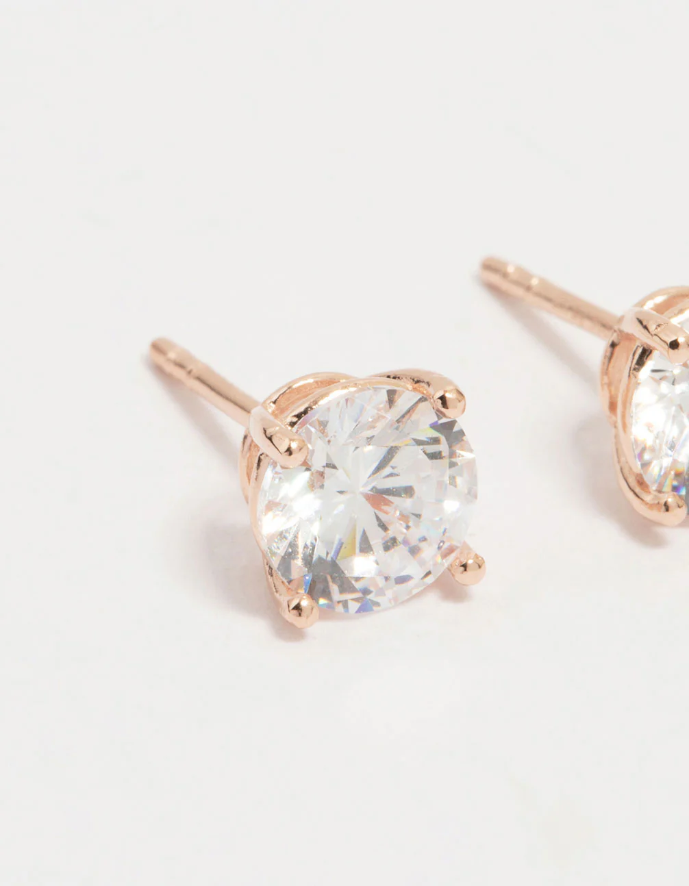 Rose Gold Plated Sterling Silver Cubic Zirconia Stud Earrings - Image 4