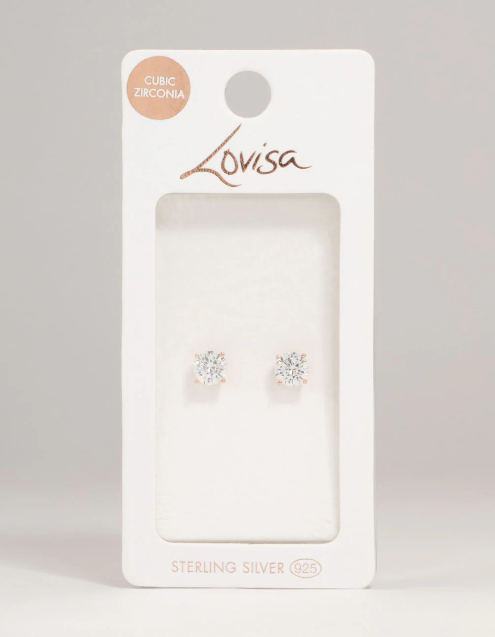 Rose Gold Plated Sterling Silver Cubic Zirconia Stud Earrings - Image 5