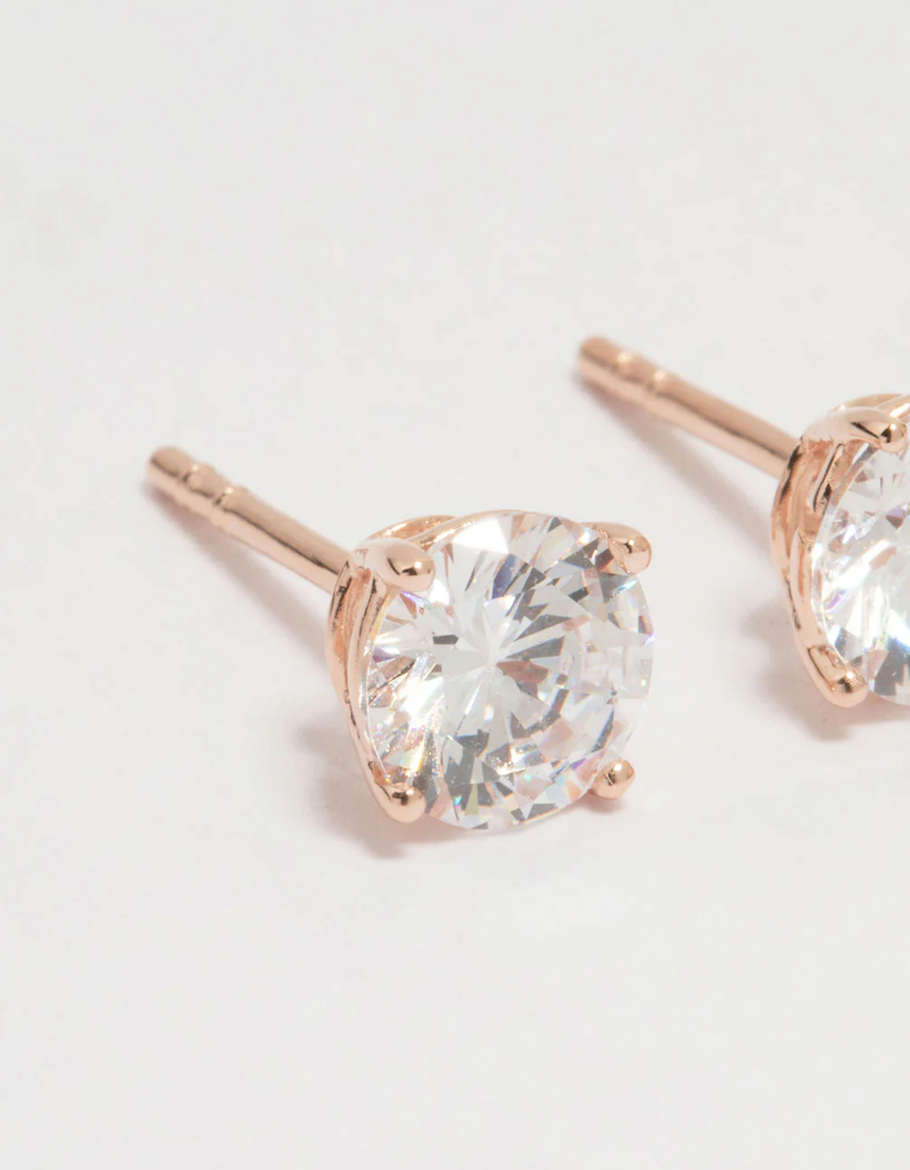 Rose Gold Plated Sterling Silver Cubic Zirconia Stud Earrings - Image 4