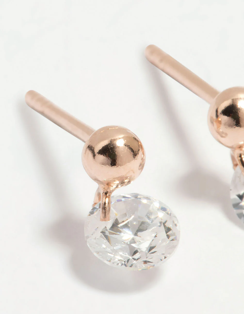 Rose Gold Plated Sterling Silver Diamante Drop Stud Earrings - Image 4