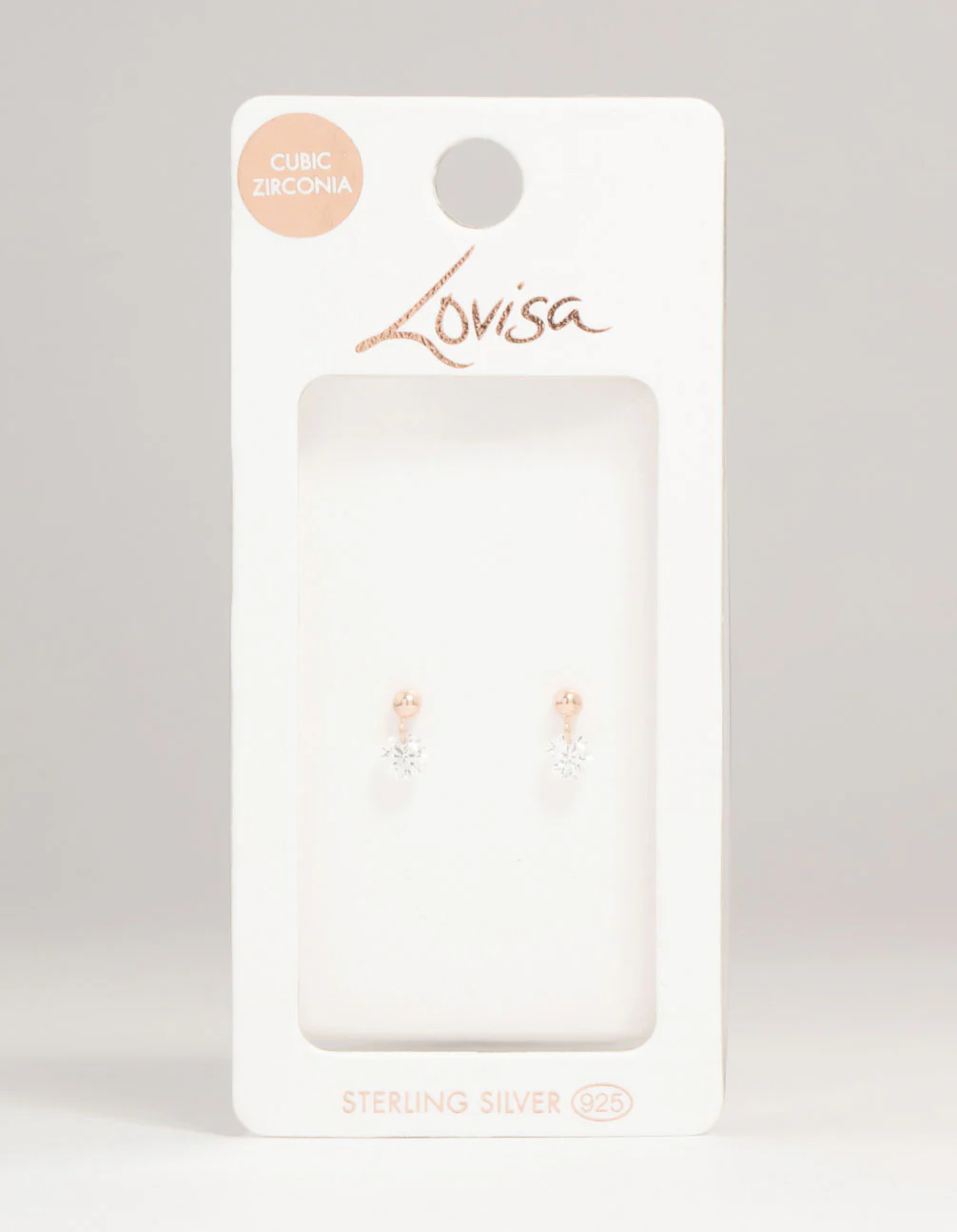 Rose Gold Plated Sterling Silver Diamante Drop Stud Earrings - Image 5
