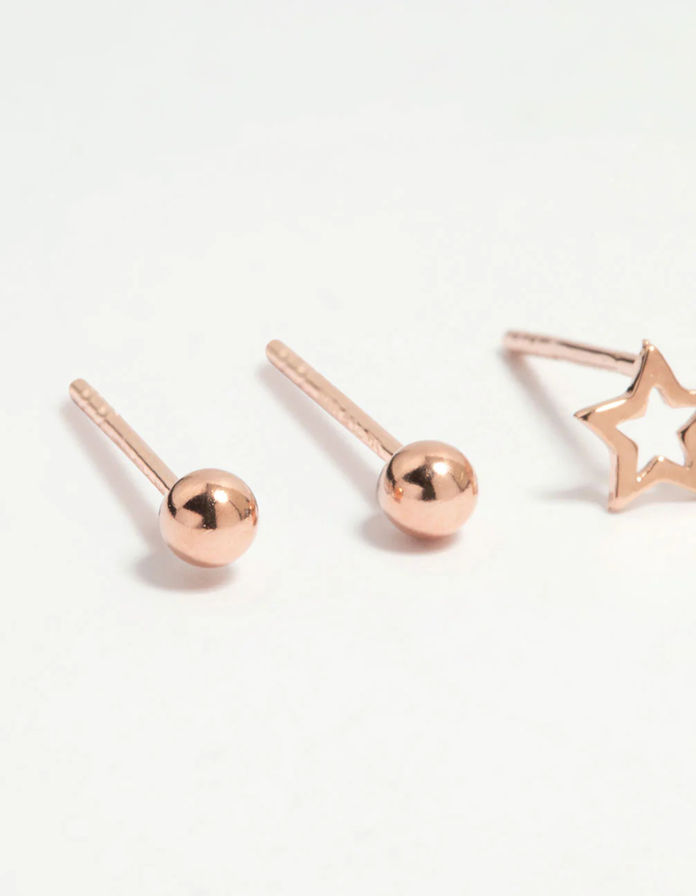 Rose Gold Plated Sterling Silver Open Celestial Stud Earrings 3-Pack - Image 4