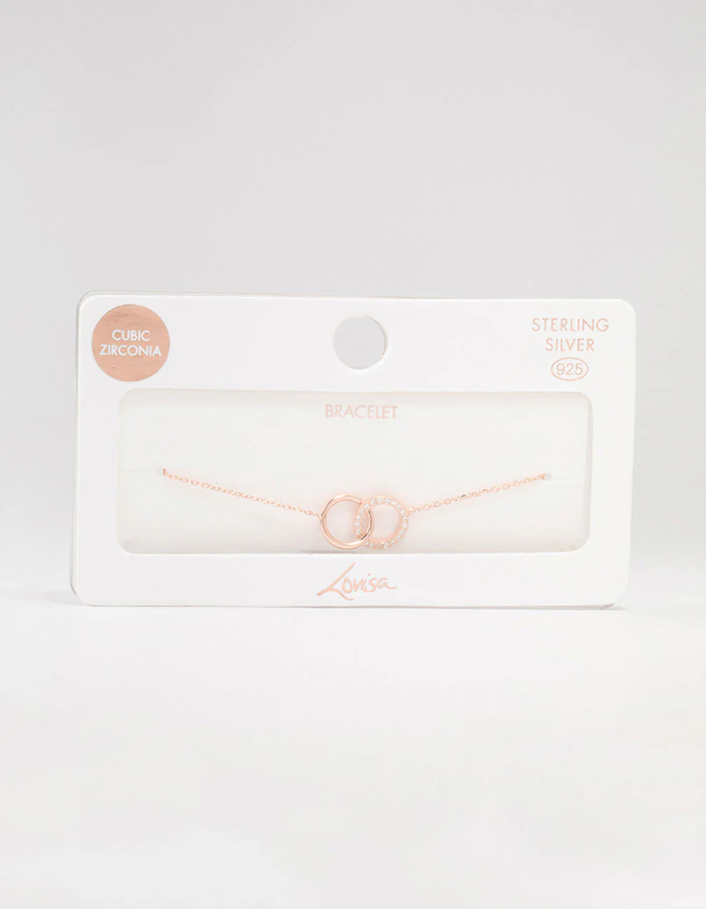 Rose Gold Plated Sterling Silver Pave Link Hoop Bracelet - Image 3