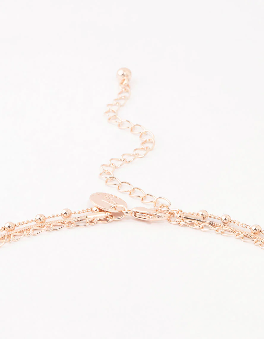 Rose Gold Plated Plated Sterling Silver Pendant Layered Necklace - Image 3