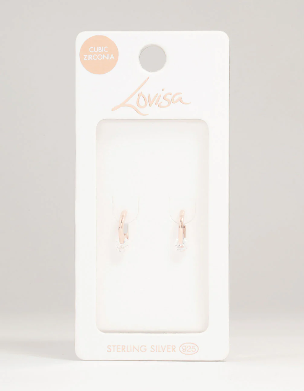 Rose Gold Plated Sterling Silver Cubic Zirconia Charm Huggie Earrings - Image 5
