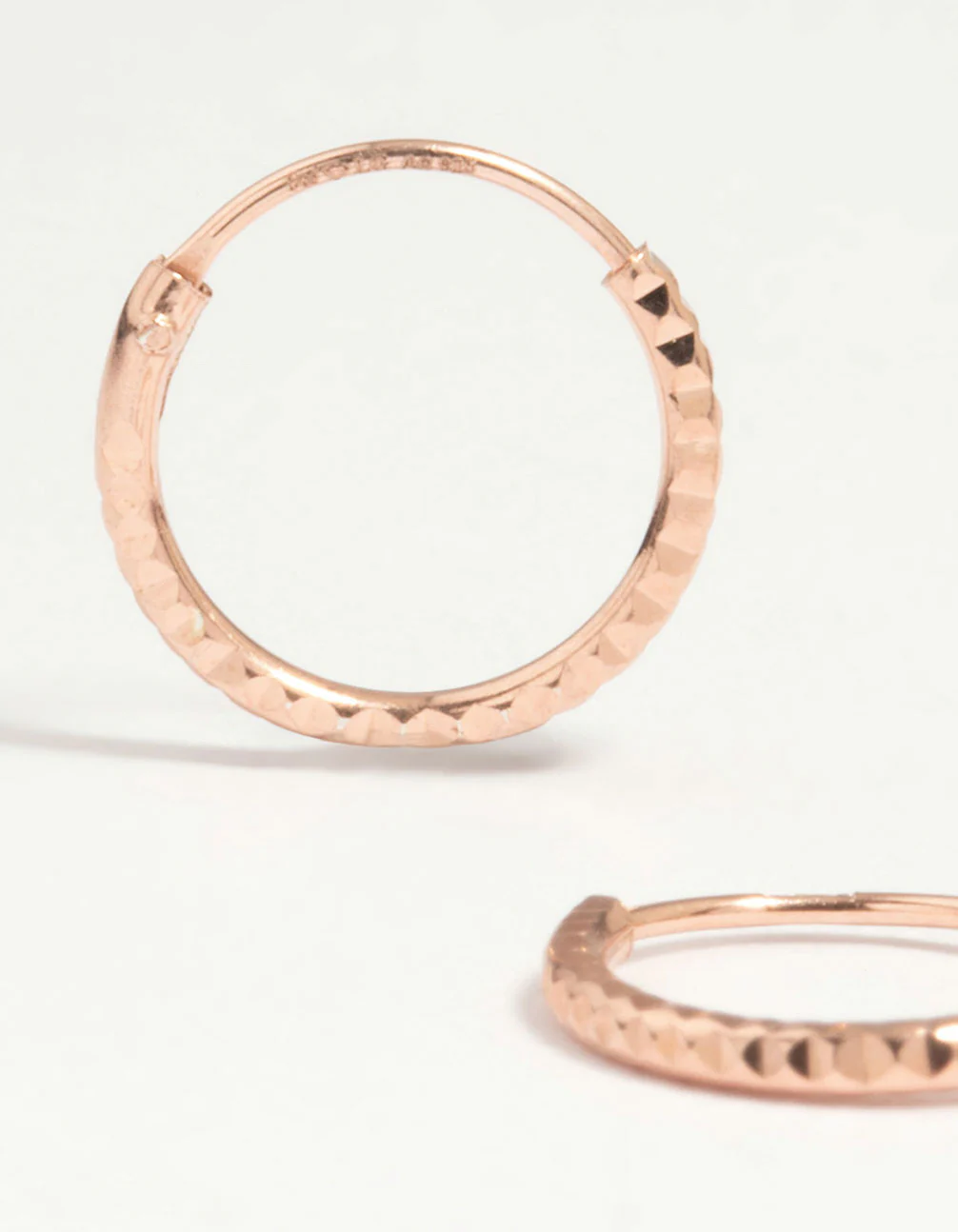 Rose Gold Plated Sterling Silver Textured Hoop Earrings 3-Pack - Image 4