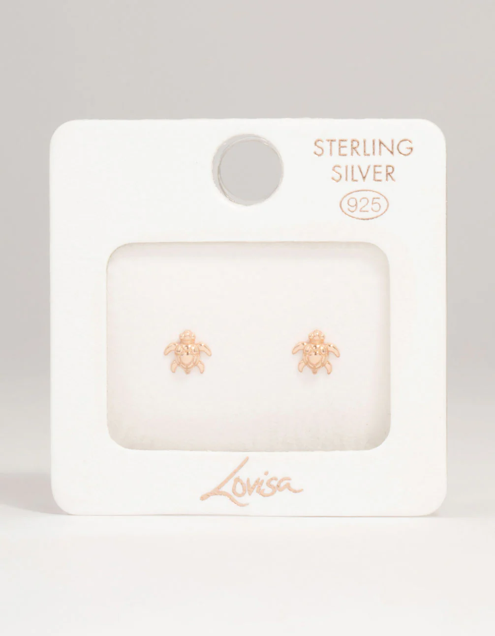 Rose Gold Plated Sterling Silver Turtle Stud Earrings - Image 5