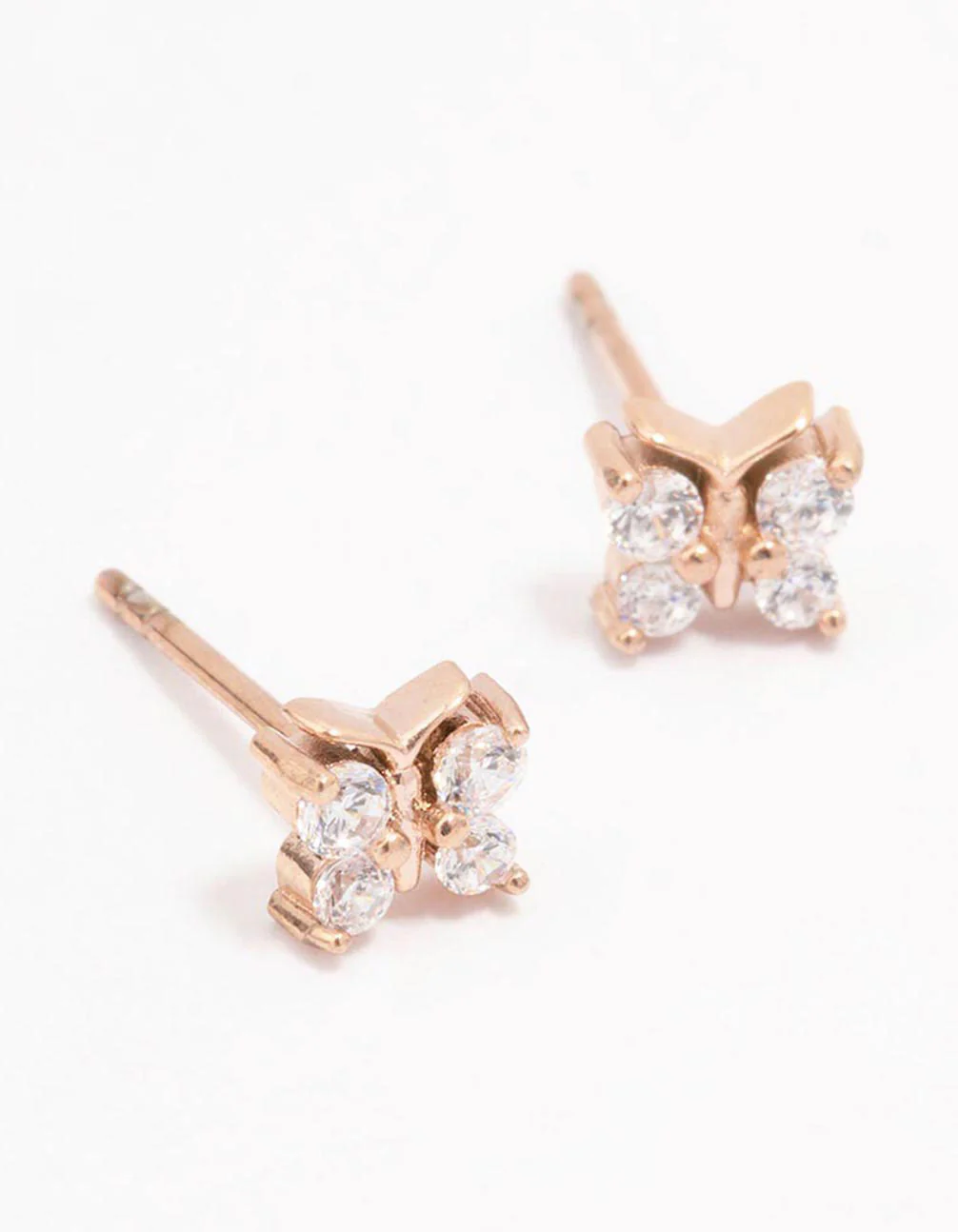 Rose Gold Plated Surgical Steel Butterfly Stud Earrings