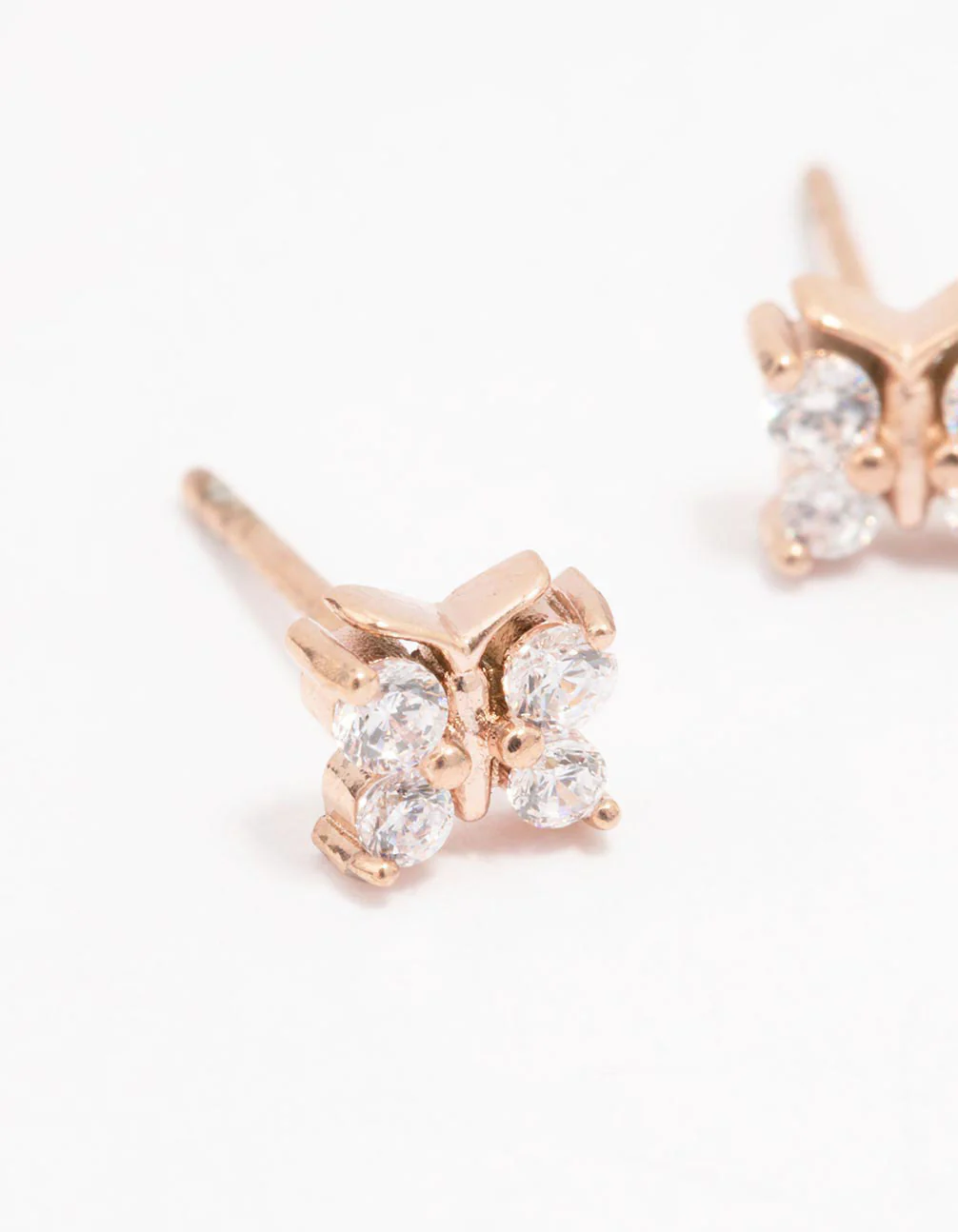 Rose Gold Plated Surgical Steel Butterfly Stud Earrings - Image 2