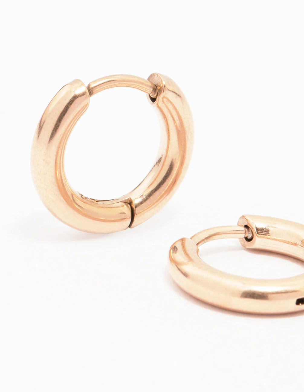 Rose Gold Plated Surgical Steel Chubby Small Huggie Hoop Earrings - Image 2
