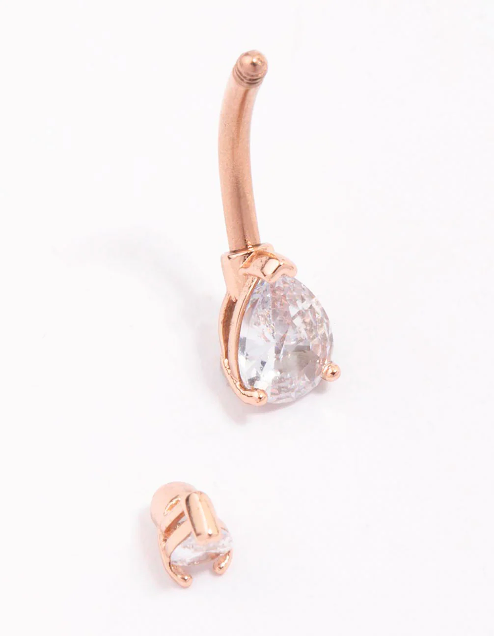 Rose Gold Plated Surgical Steel Double Pear Belly Piercing - Image 2
