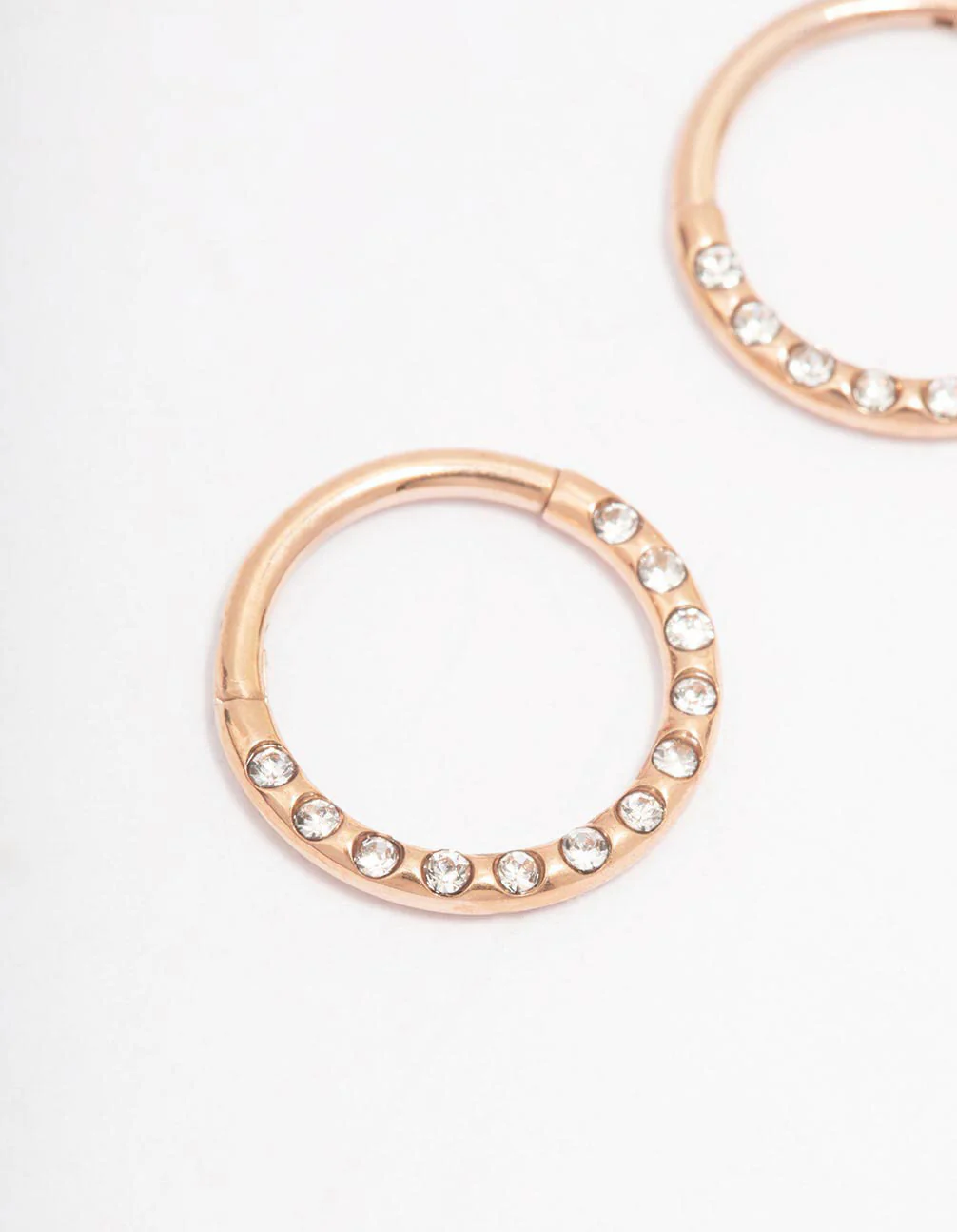 Rose Gold Plated Surgical Steel Pave Hoop Earrings - Image 2