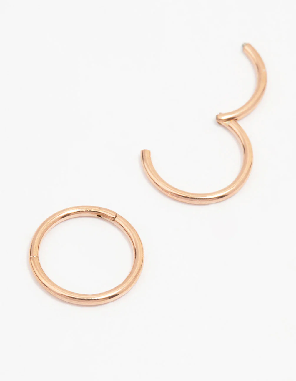 Rose Gold Plated Surgical Steel Plain Sleeper Earrings 7mm - Image 2