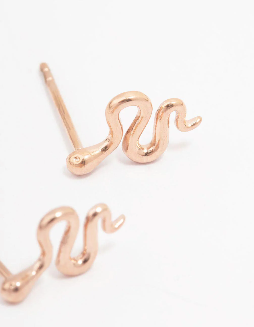 Rose Gold Plated Surgical Steel Polished Snake Stud Earrings - Image 2