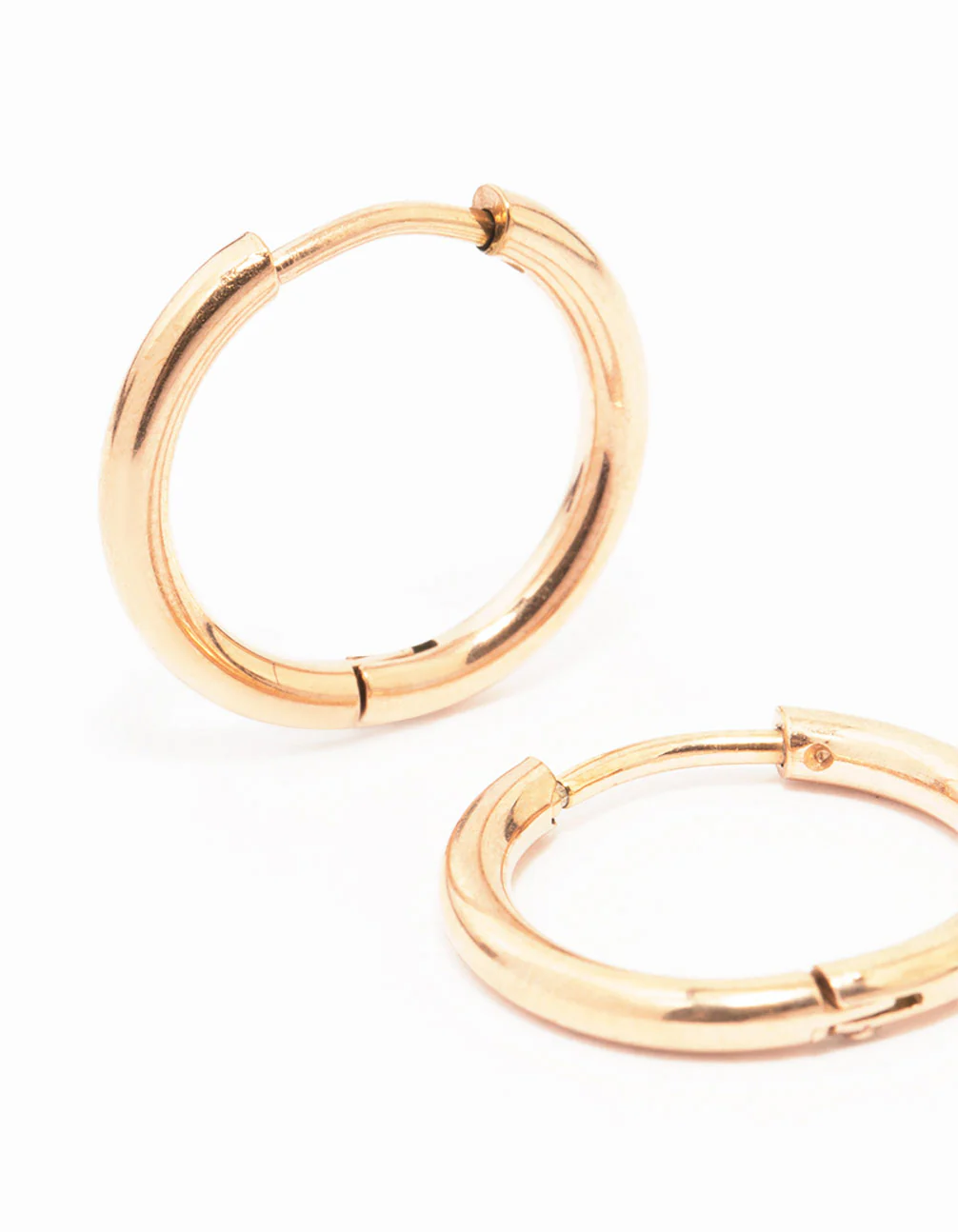 Rose Gold Plated Surgical Steel Thin Hoop Earrings 12mm - Image 2