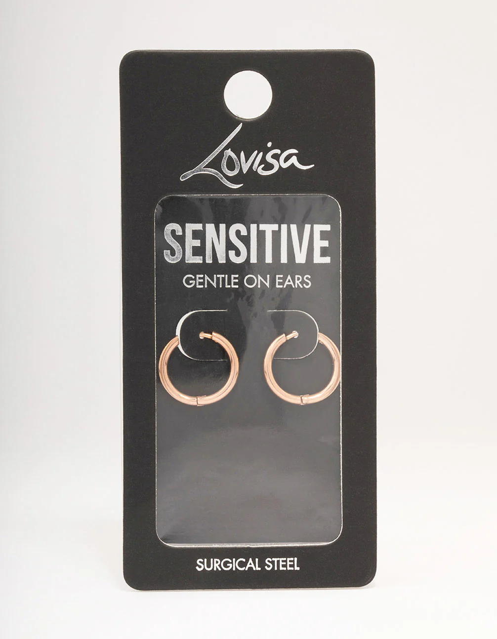 Rose Gold Plated Surgical Steel Thin Hoop Earrings 12mm - Image 3