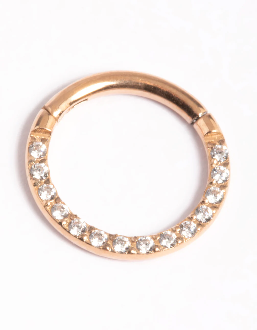 Rose Gold Plated Titanium Cubic Zirconia 8mm Clicker Ring