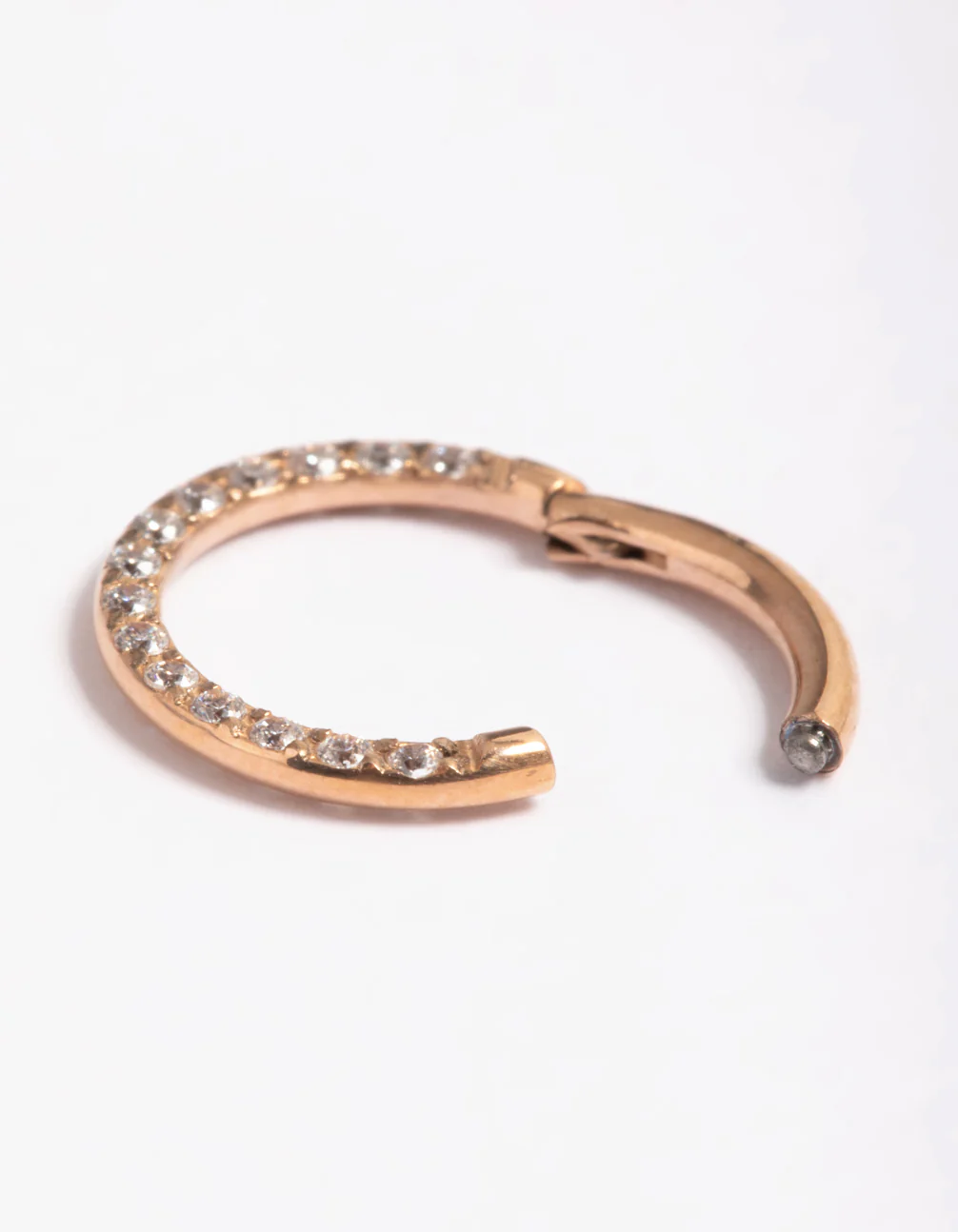 Rose Gold Plated Titanium Cubic Zirconia 8mm Clicker Ring - Image 2