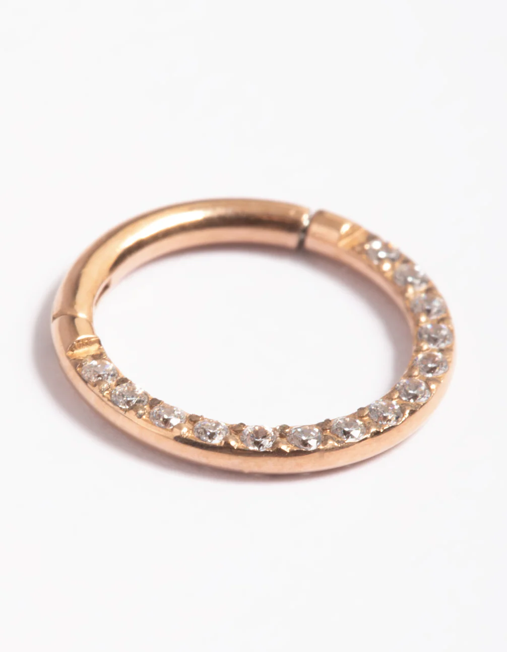 Rose Gold Plated Titanium Cubic Zirconia 8mm Clicker Ring - Image 3