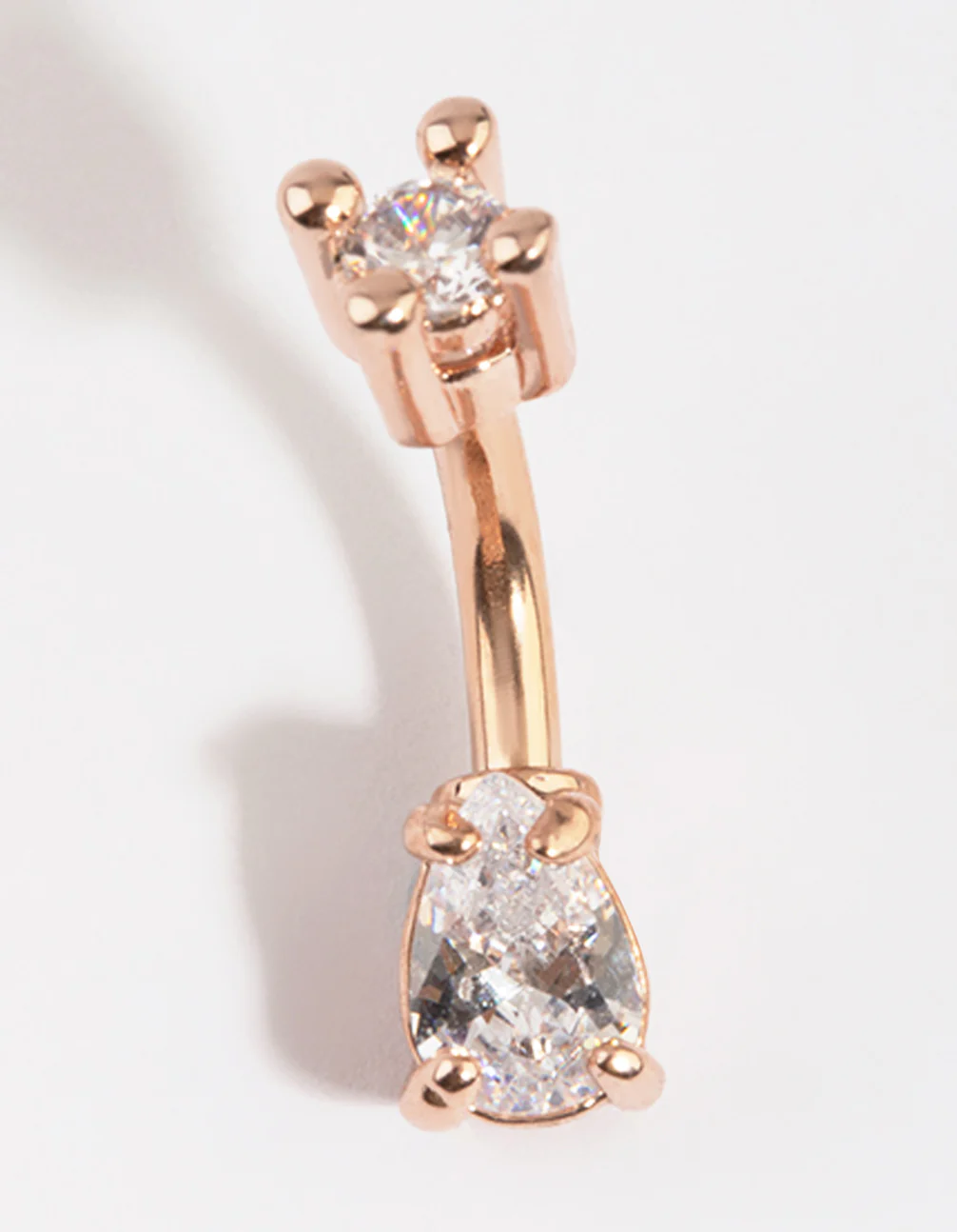 Rose Gold Plated Titanium Pear Belly Bar