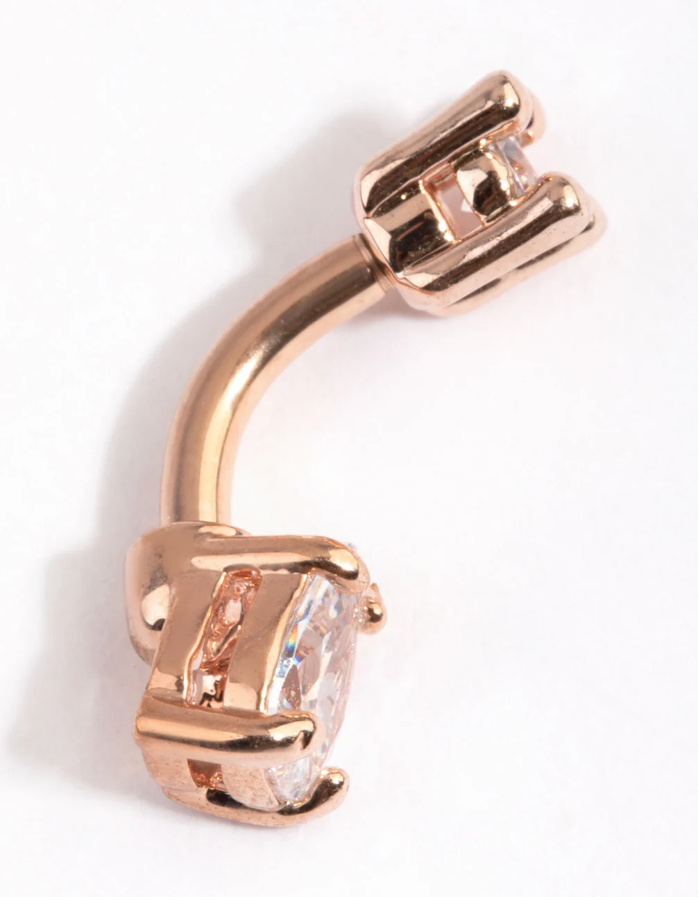 Rose Gold Plated Titanium Pear Belly Bar - Image 2