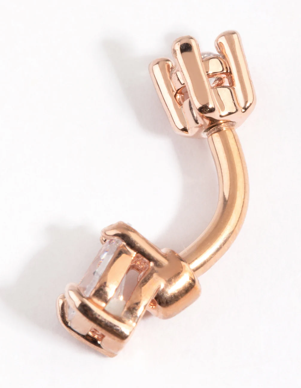 Rose Gold Plated Titanium Pear Belly Bar - Image 3