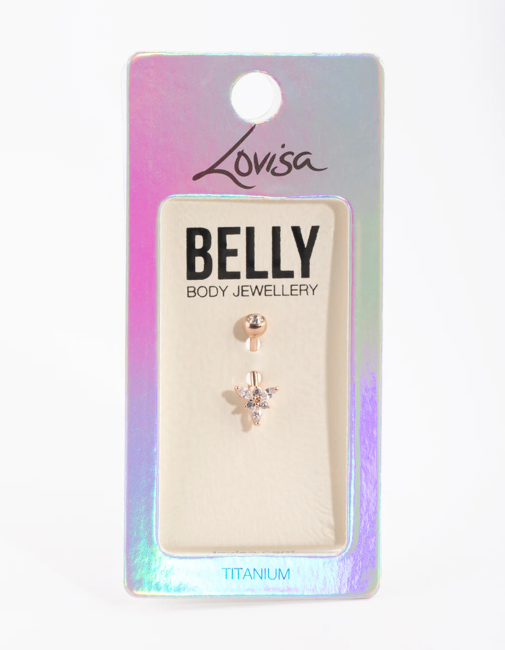 Rose Gold Plated Titanium Pear Belly Bar - Image 4