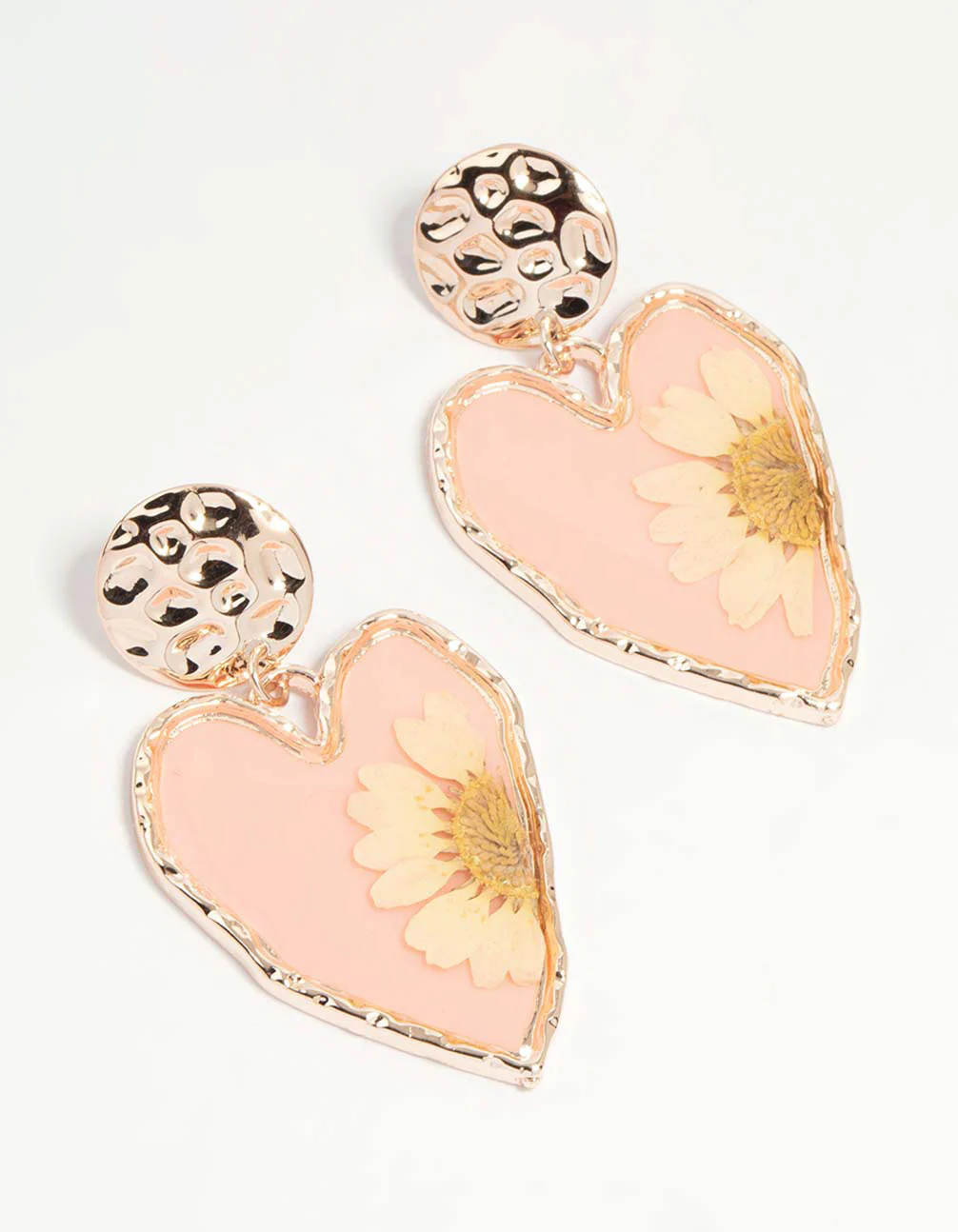 Rose Gold Pressed Flower Drop Earrings