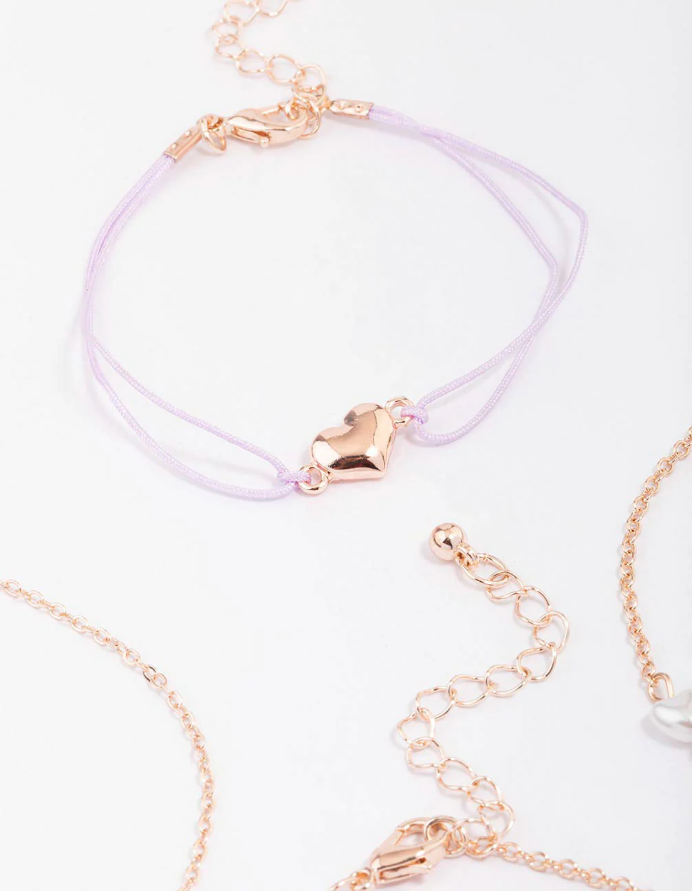 Rose Gold Puffy Heart Bracelet 4-Pack - Image 3