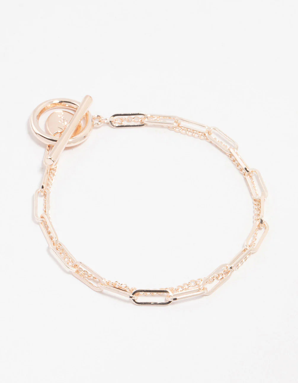 Rose Gold Plated Rectangle Link FOB T & O Bracelet