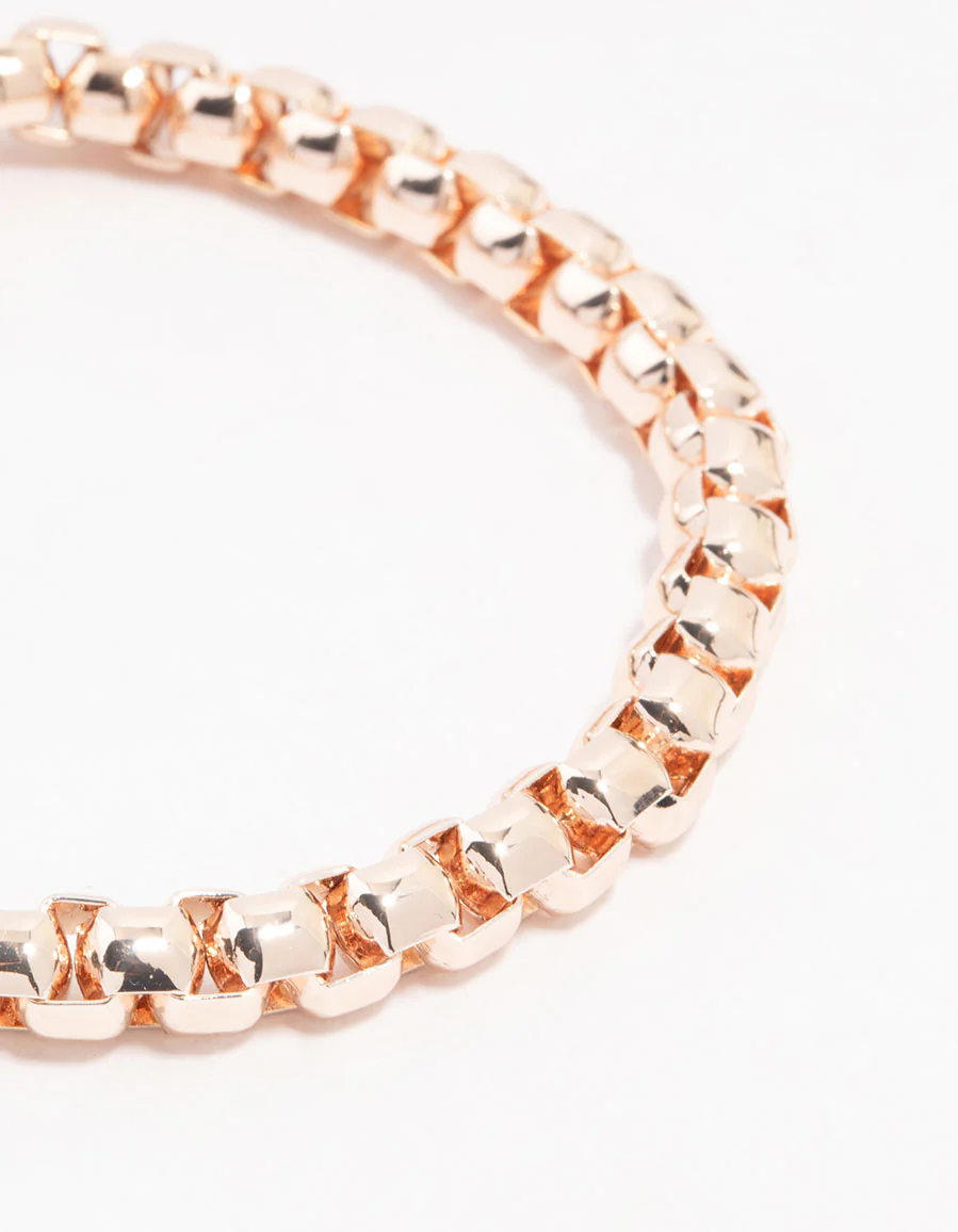Rose Gold Plated Round Chain Clasp Bracelet - Image 2