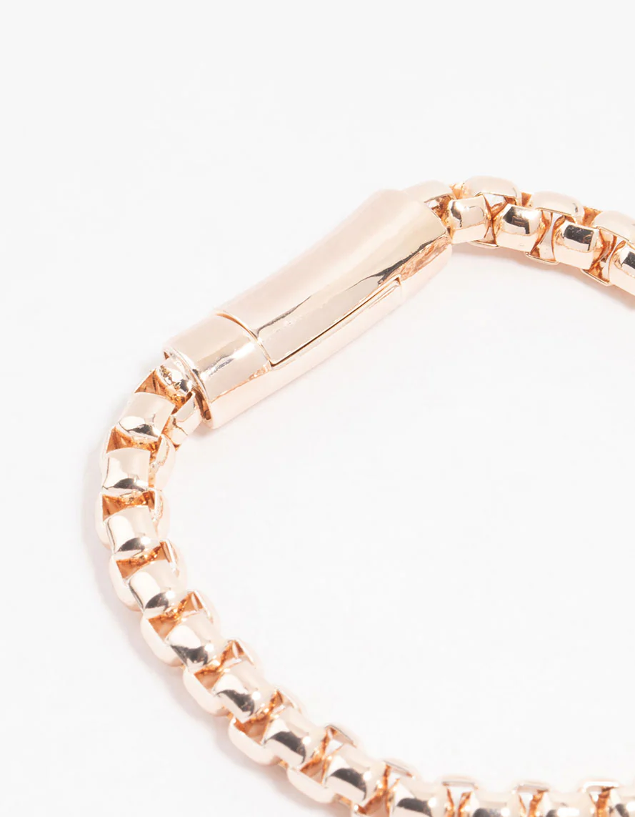Rose Gold Plated Round Chain Clasp Bracelet - Image 3