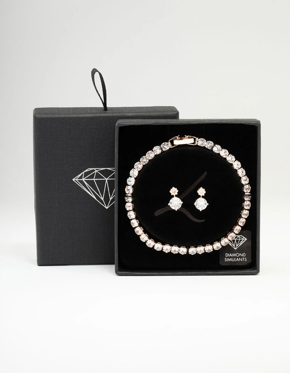 Rose Gold Round Tennis Bracelet & Earring Set - Image 3