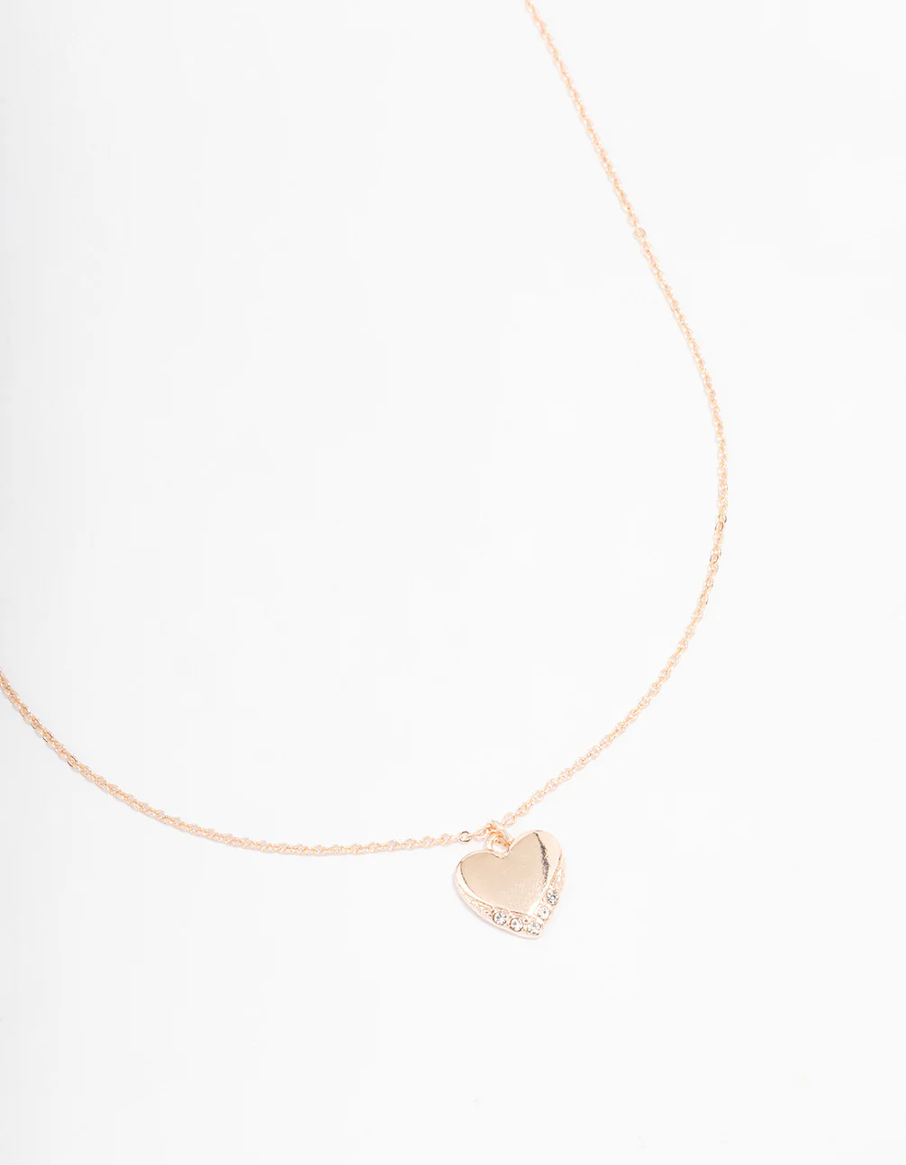 Rose Gold Simple Heart Diamante Necklace