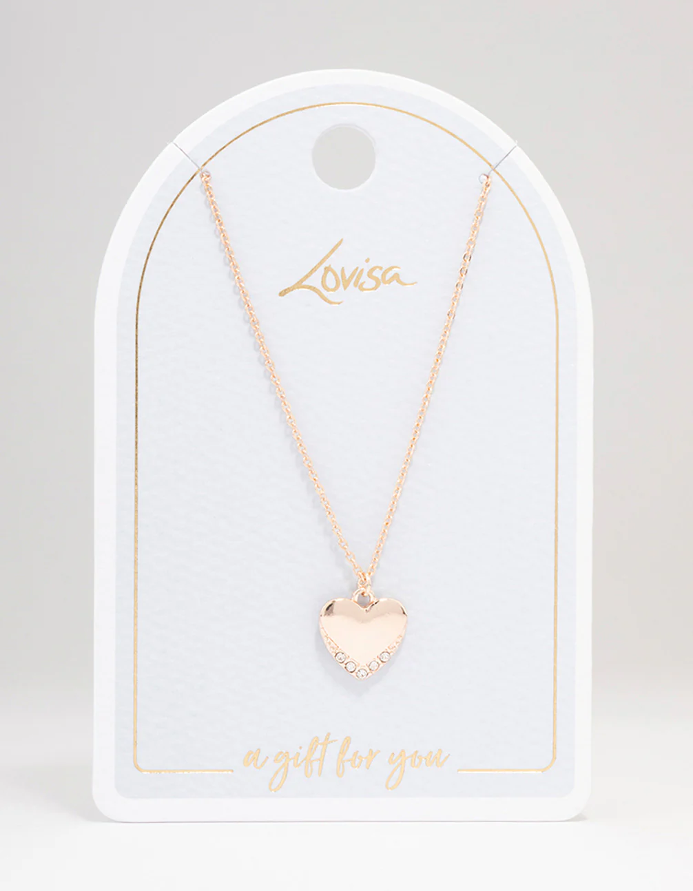Rose Gold Simple Heart Diamante Necklace - Image 2