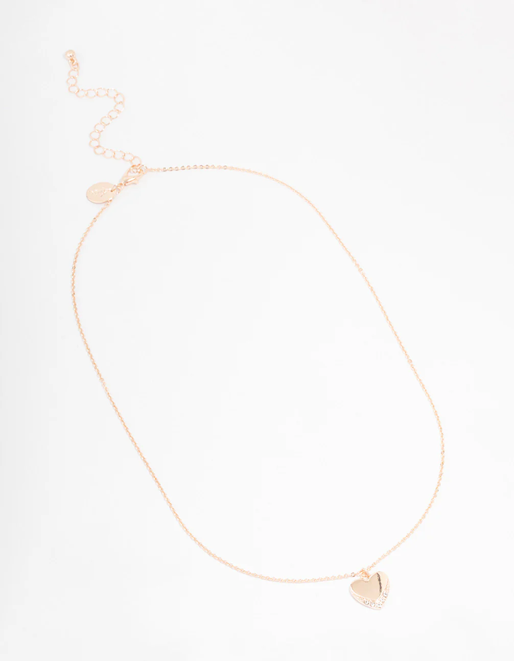 Rose Gold Simple Heart Diamante Necklace - Image 3
