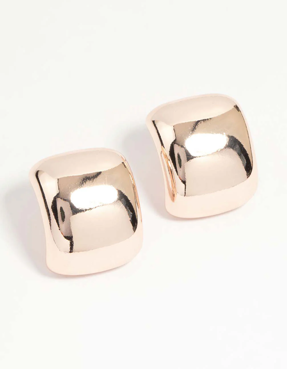 Rose Gold Smooth Curved Stud Earrings