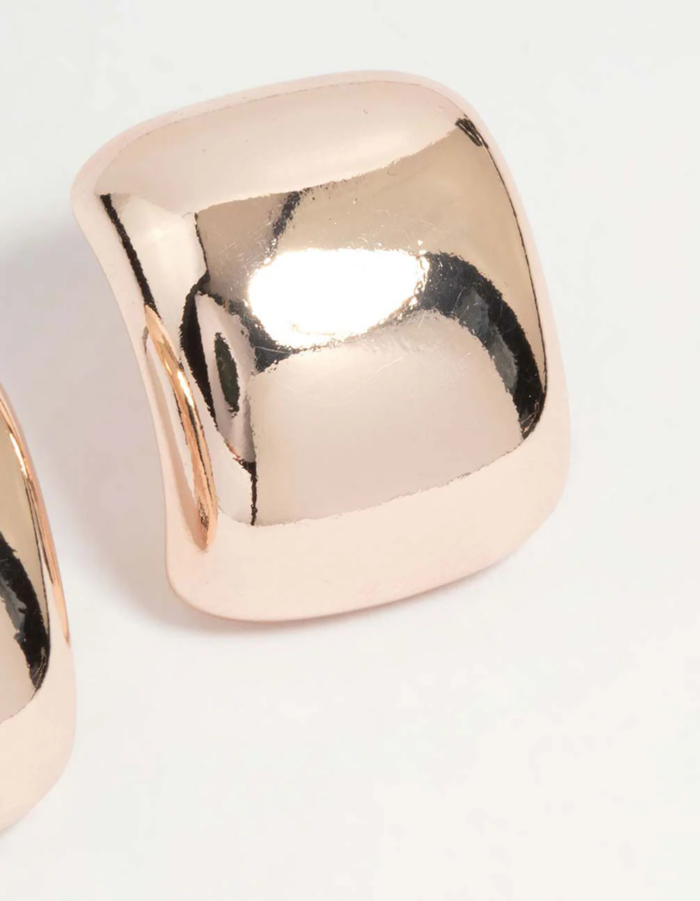 Rose Gold Smooth Curved Stud Earrings - Image 5