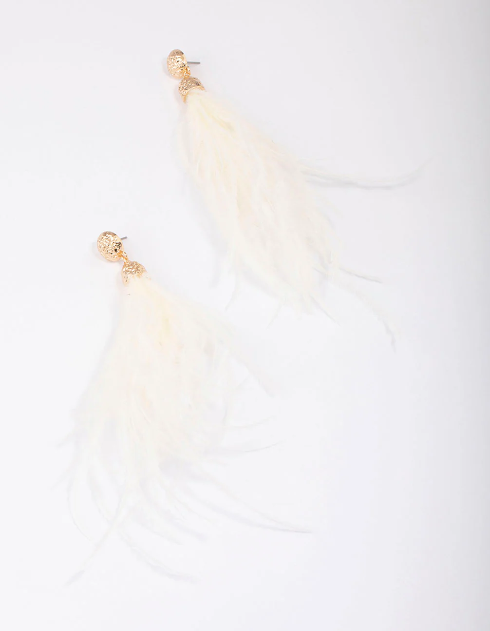 Rose Gold Textured Feather Drop Earrings