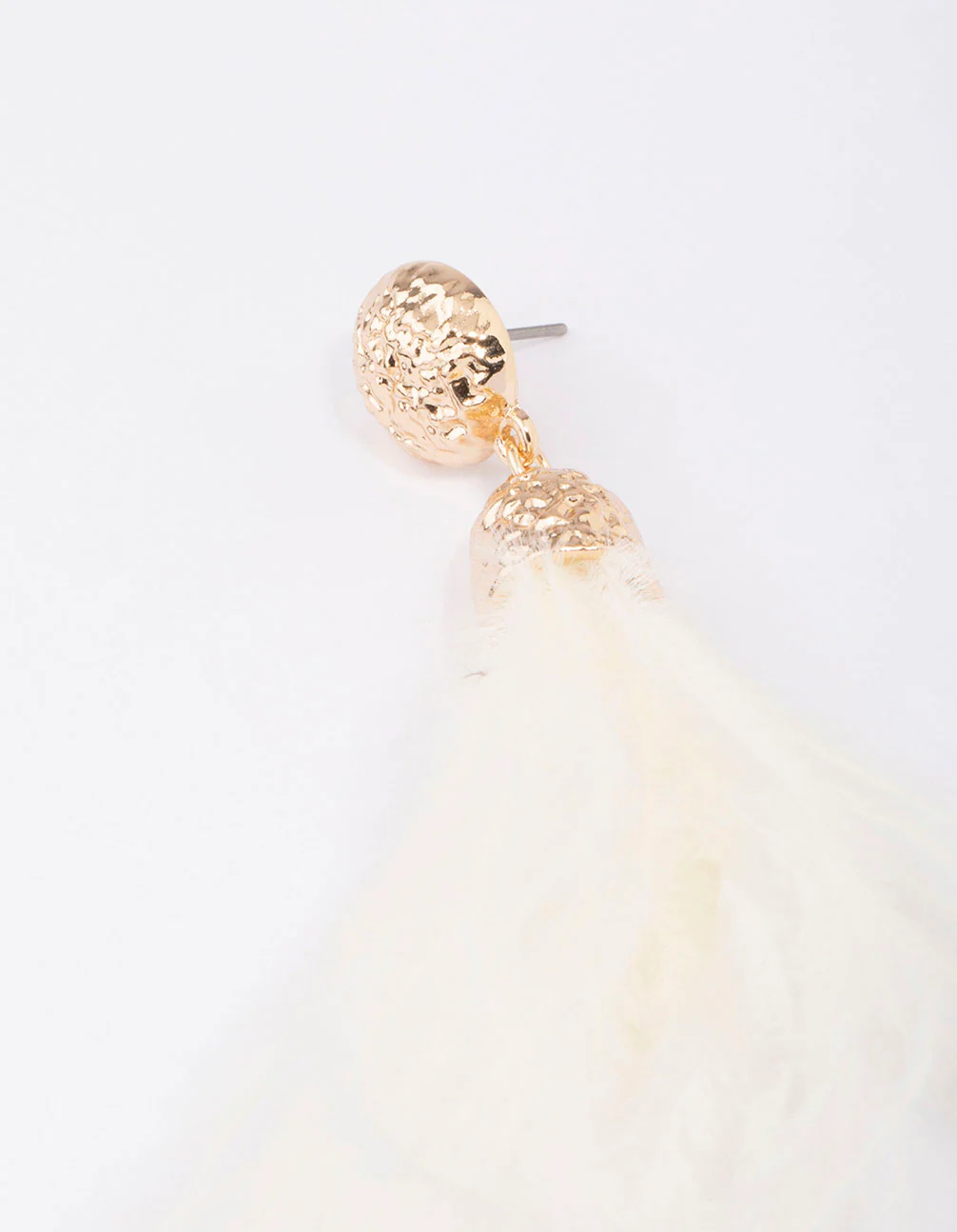 Rose Gold Textured Feather Drop Earrings - Image 2