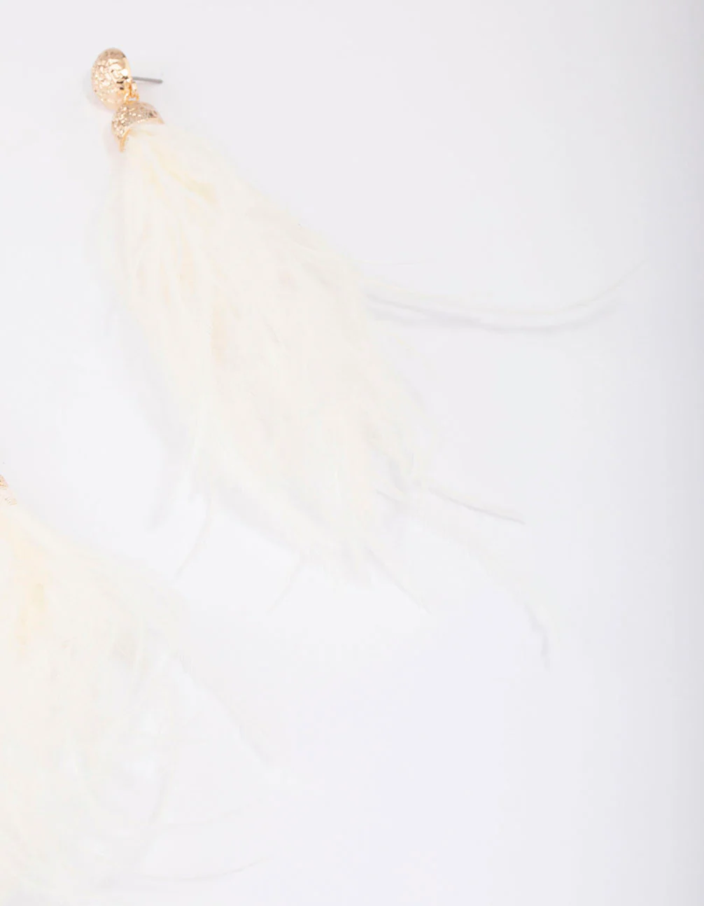 Rose Gold Textured Feather Drop Earrings - Image 3