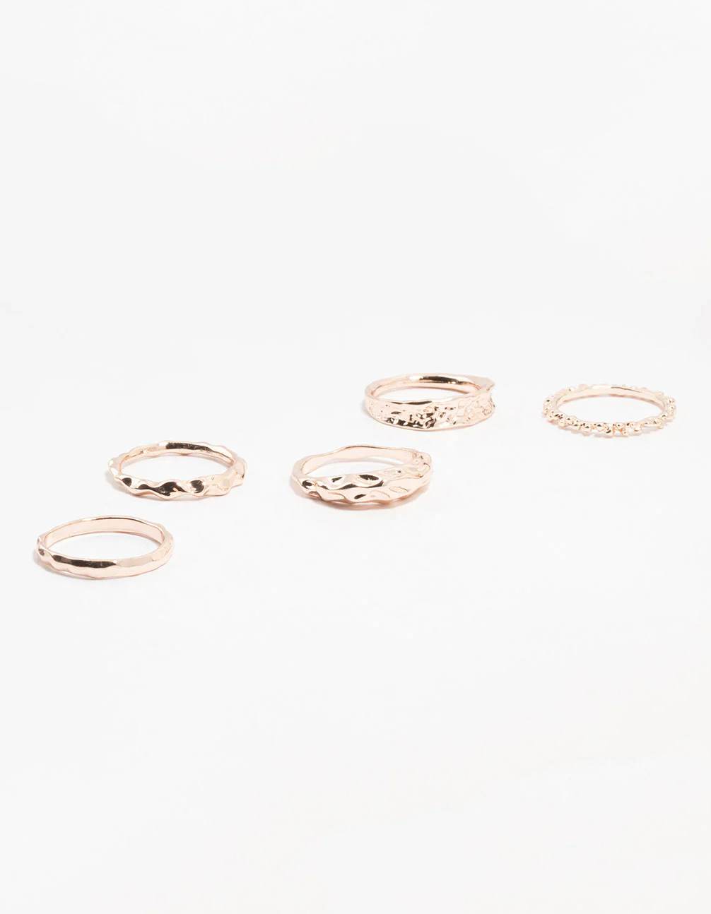 Rose Gold Plated Textured Metal Rings 5-Pack