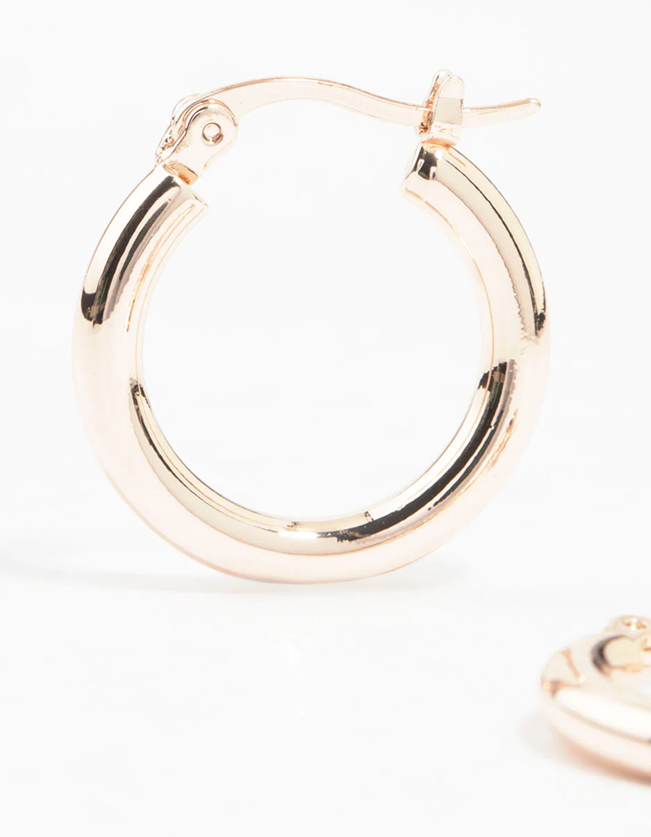 Rose Gold Plated Thin Hoop Earrings - Image 2