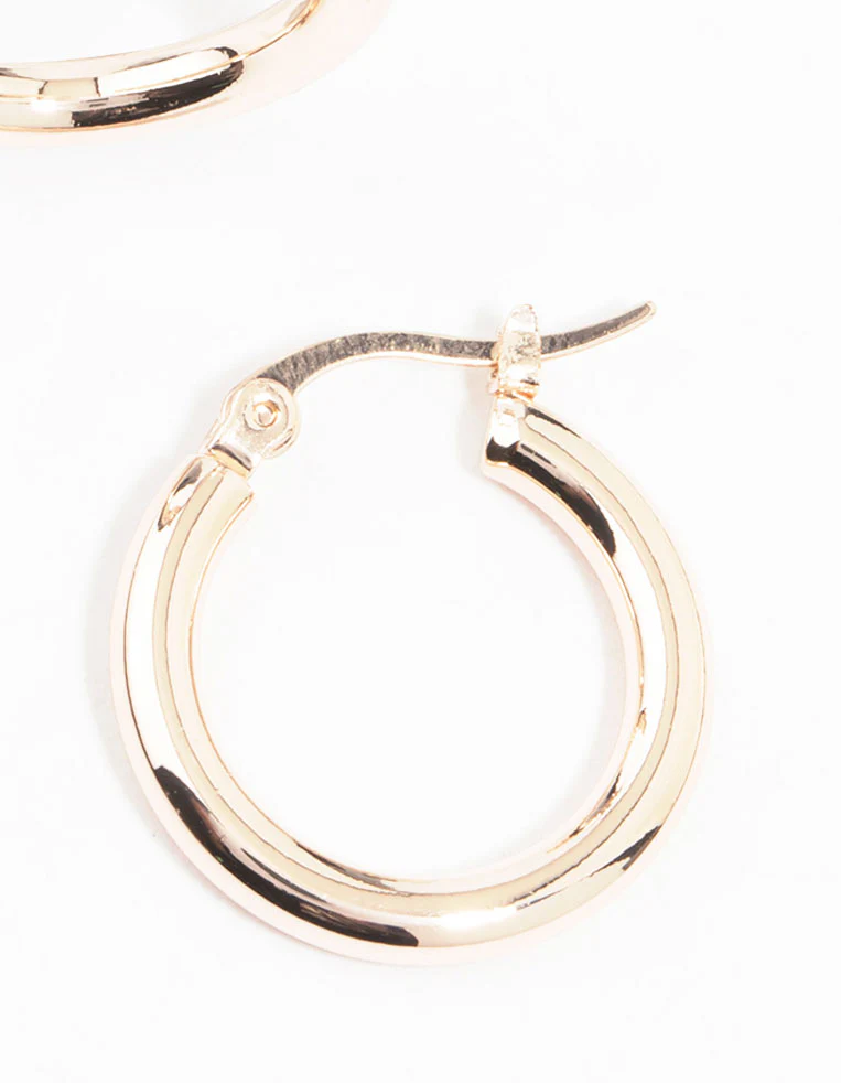 Rose Gold Plated Thin Hoop Earrings - Image 3