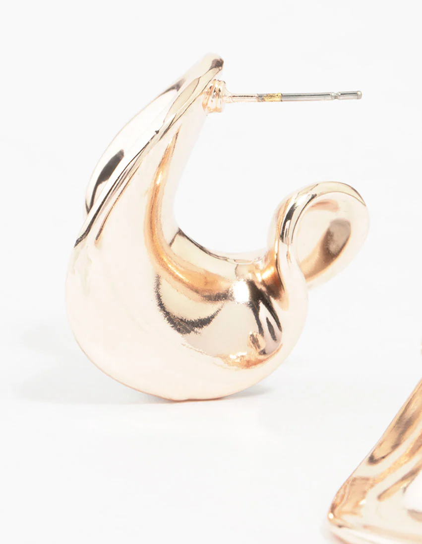 Rose Gold Plated Wave Stud Earrings - Image 2