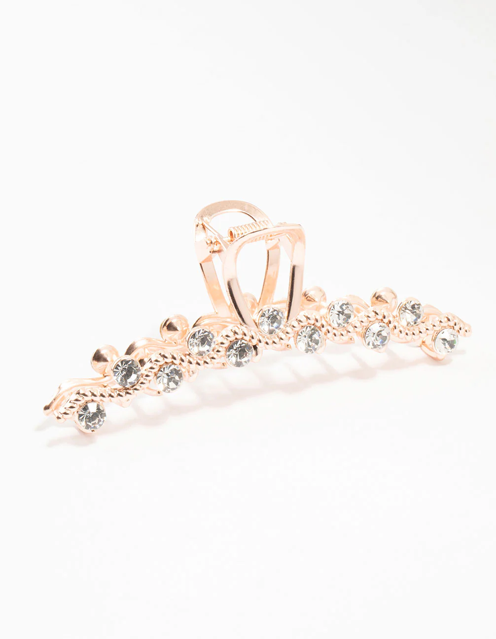 Rose Gold Wavy Diamante Twisted Claw Clip